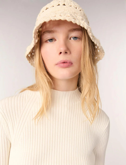 Ecru-Rib knit top
