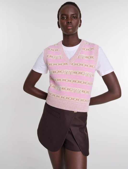 Multi-Coloured  -Sleeveless jacquard jumper