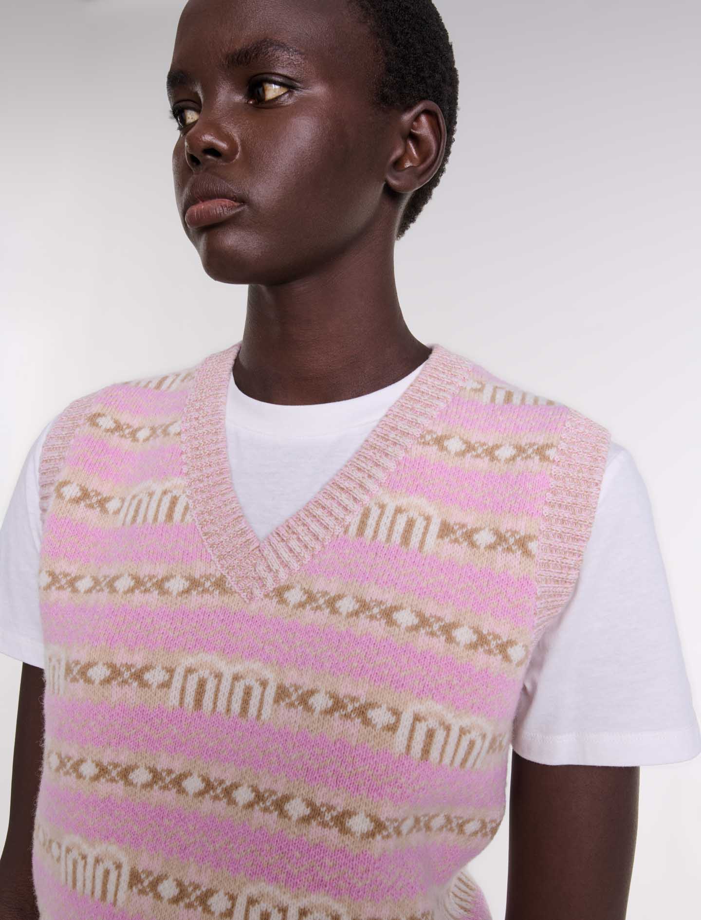 Multi-Coloured  -Sleeveless jacquard jumper