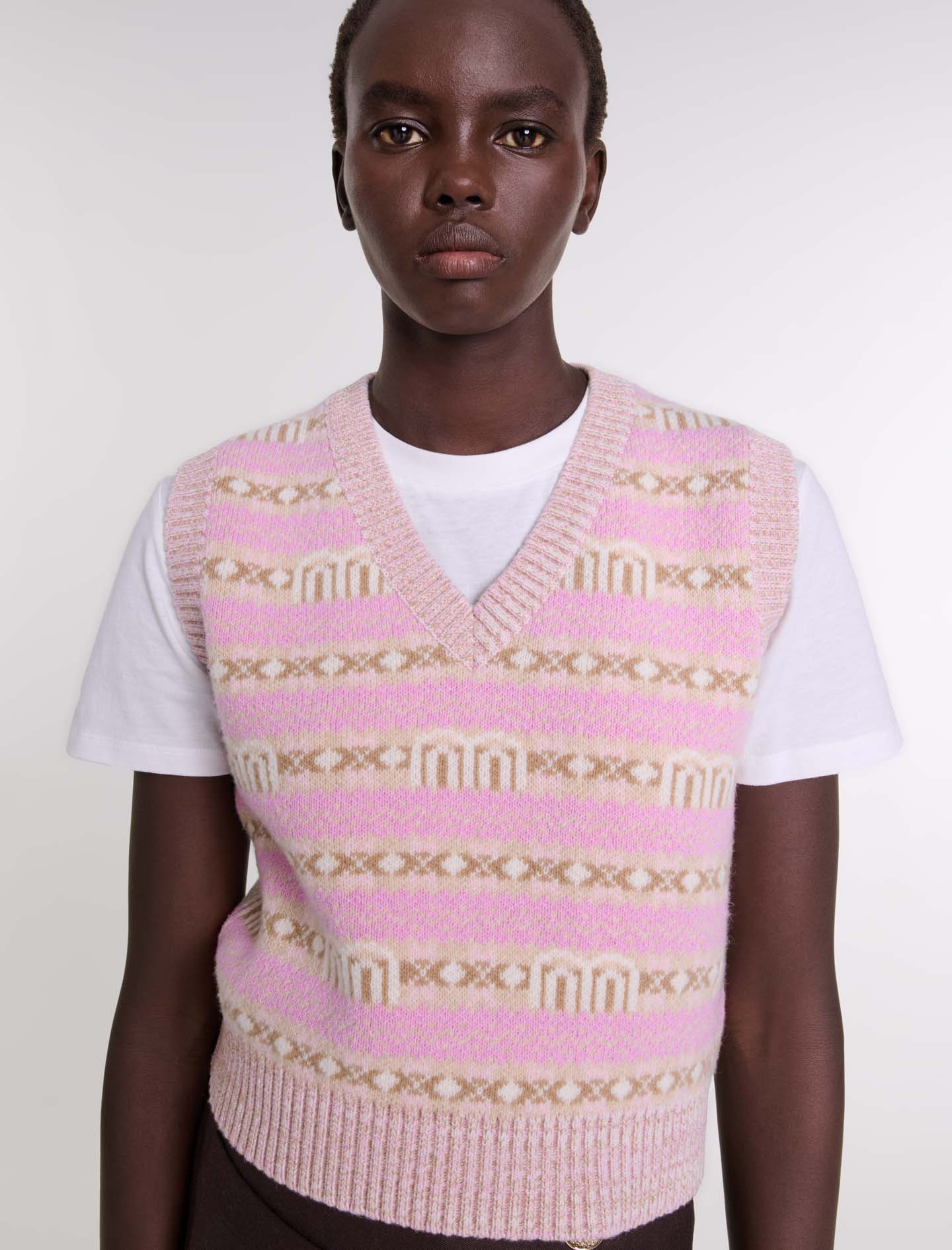 Multi-Coloured  -Sleeveless jacquard jumper