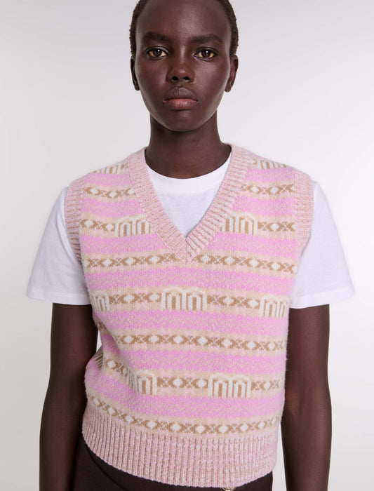 Multi-Coloured  -Sleeveless jacquard jumper