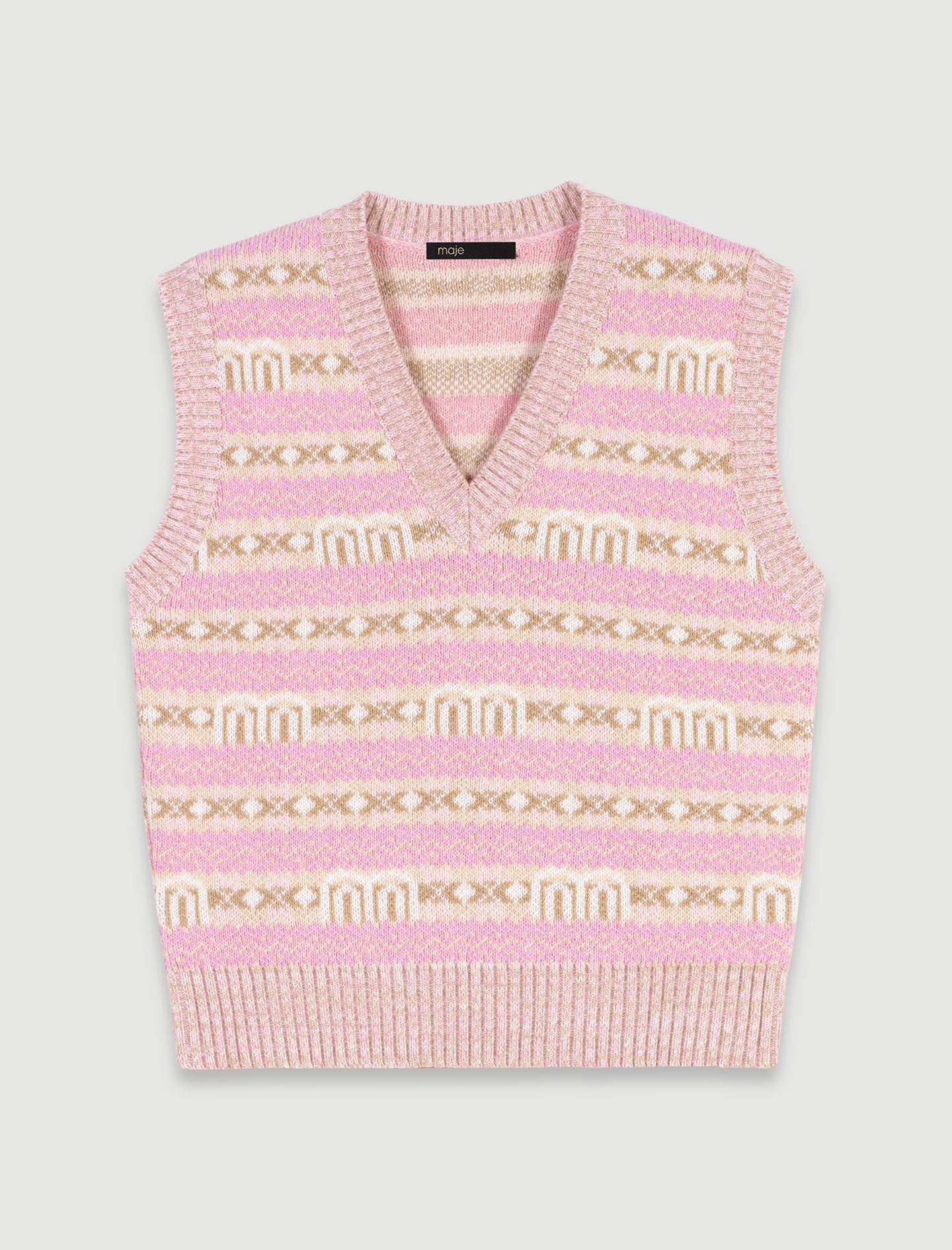 Multi-Coloured  -Sleeveless jacquard jumper