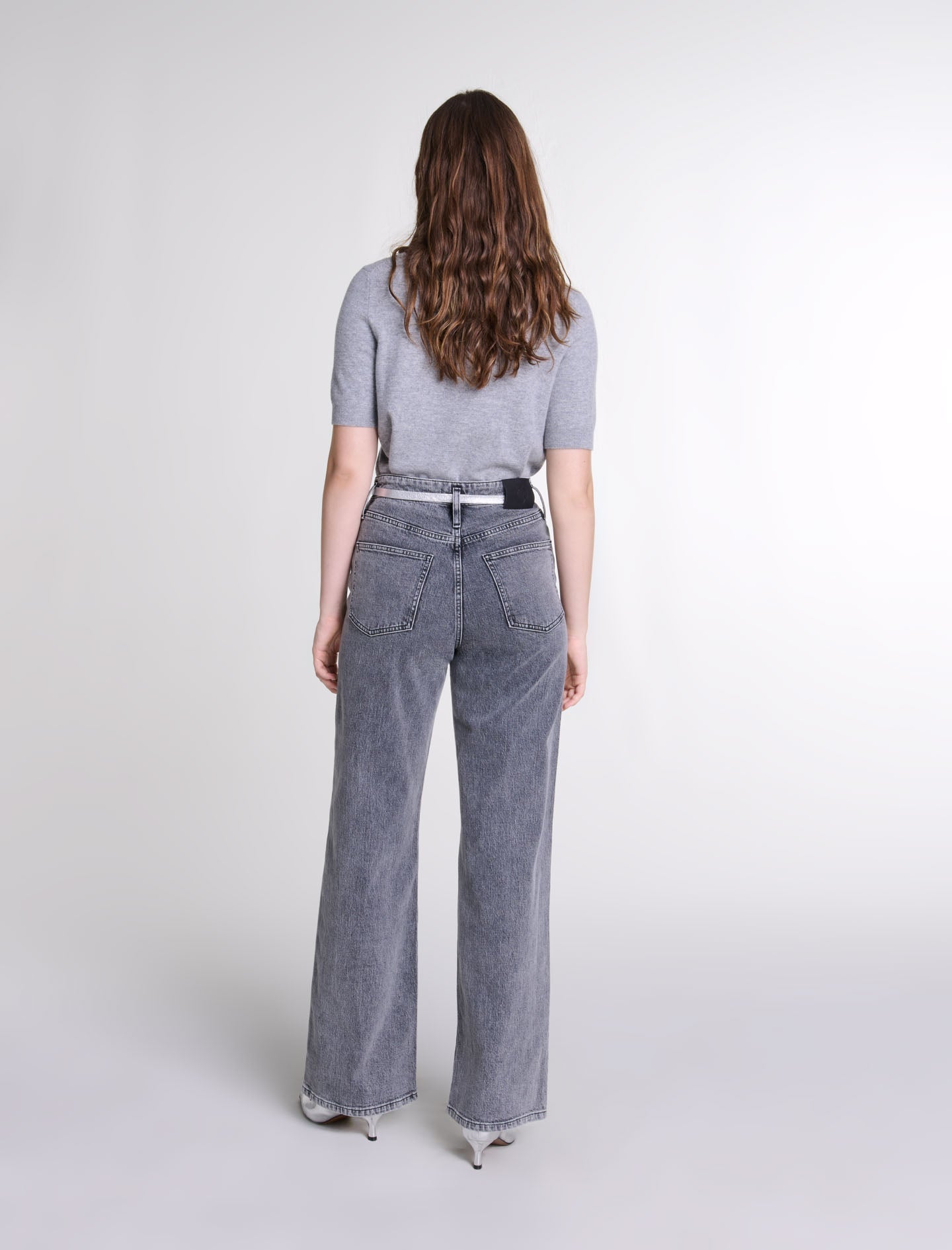 Grey  -Knitted jumper with rhinestones