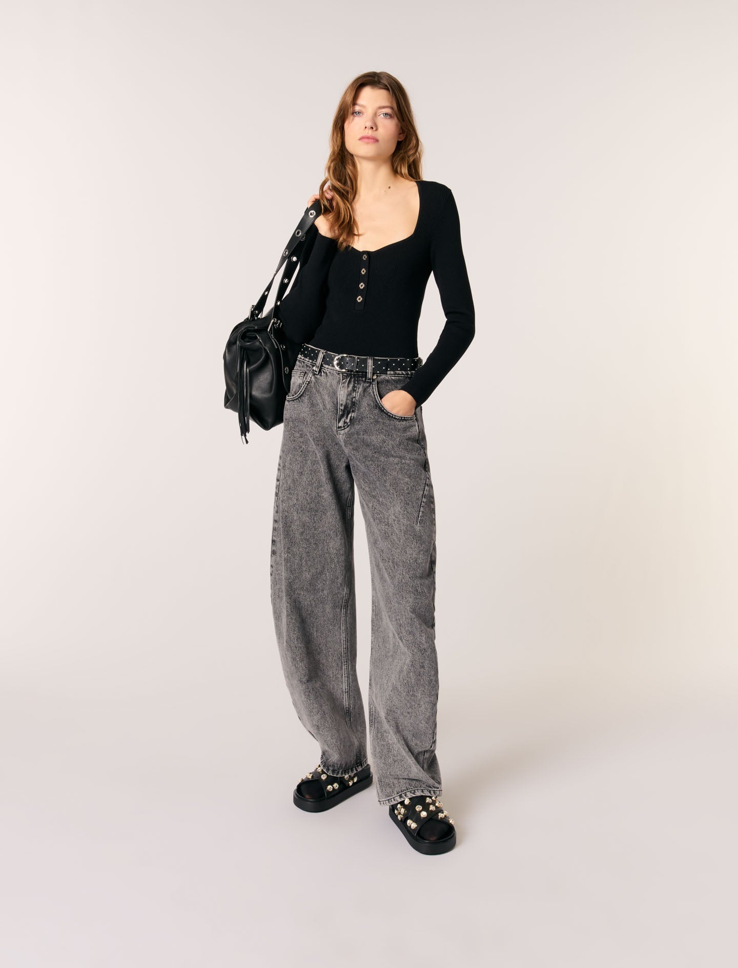 Black featured Scoop Neck Top