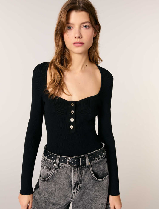 Black Scoop Neck Top
