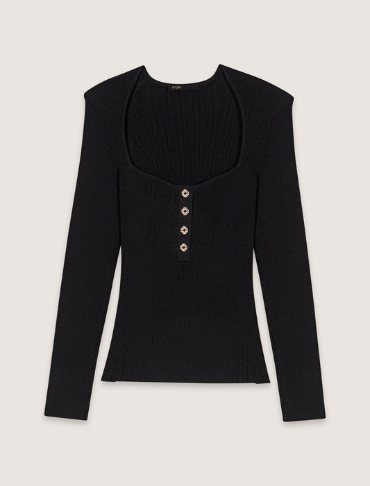 Black Scoop Neck Top