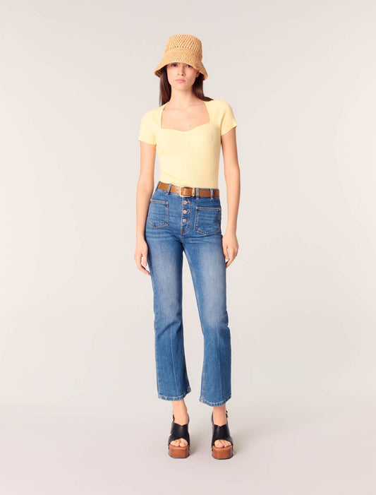 Yellow-featured-Fine Ribbed T-shirt