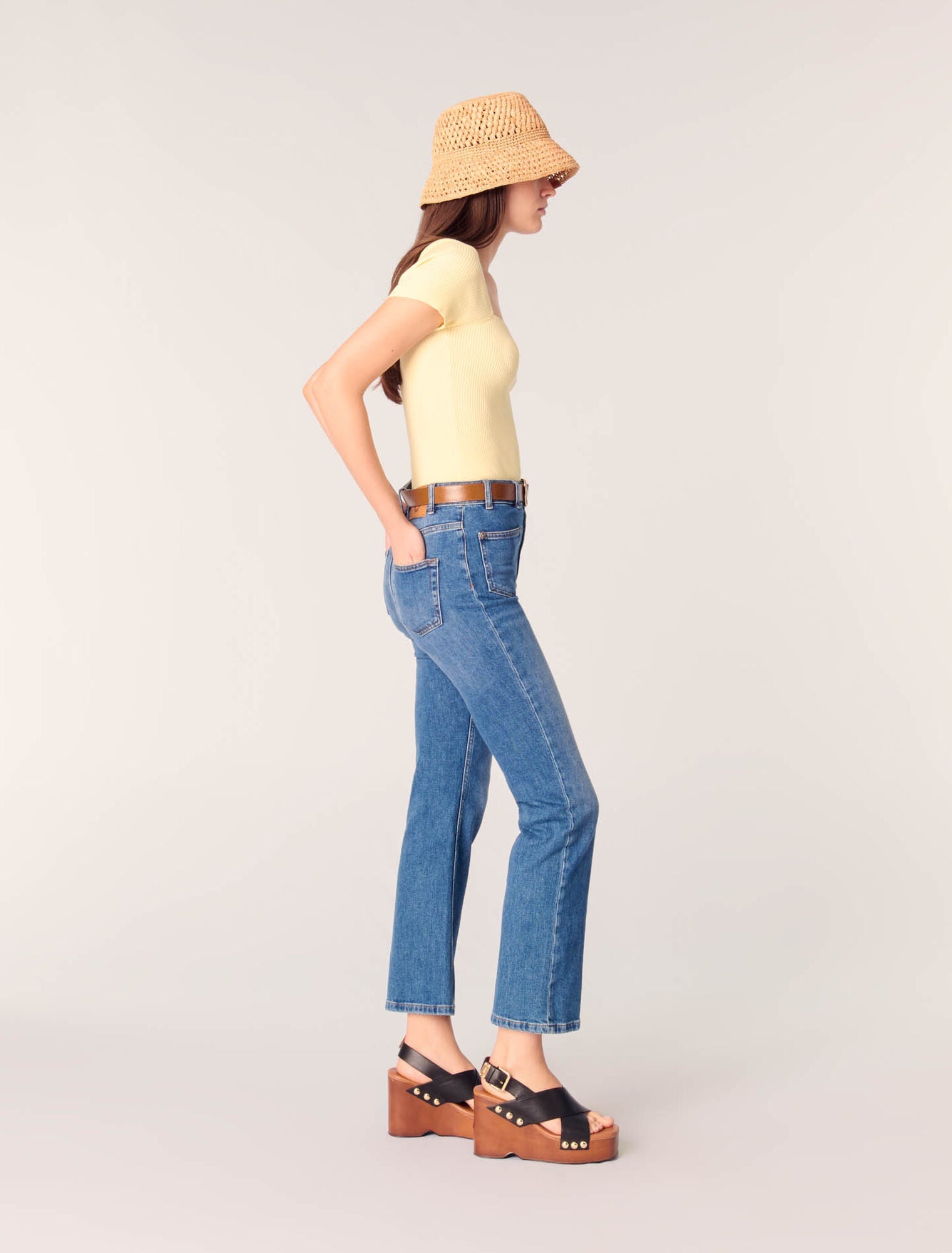 Yellow-Fine Ribbed T-shirt