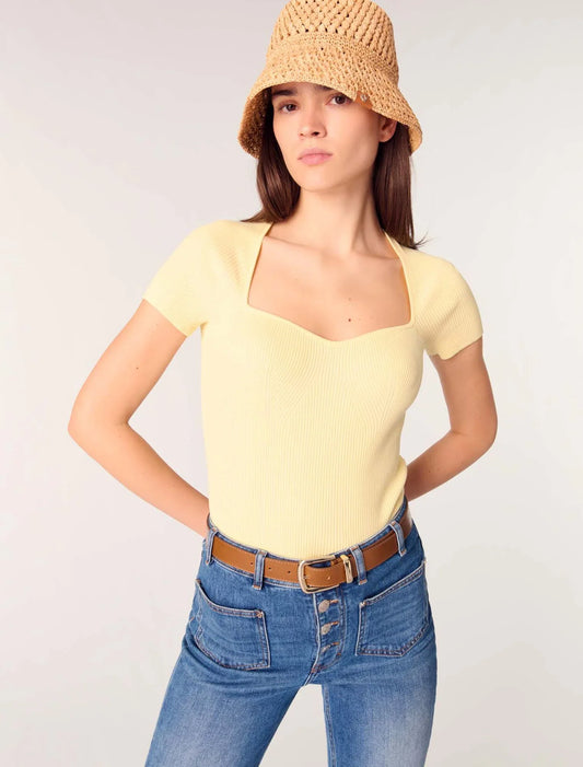 Yellow-Fine Ribbed T-shirt