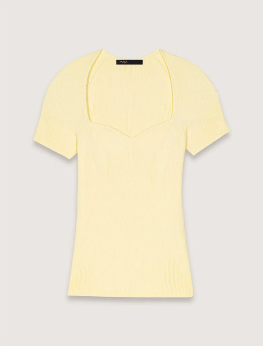 Yellow-Fine Ribbed T-shirt