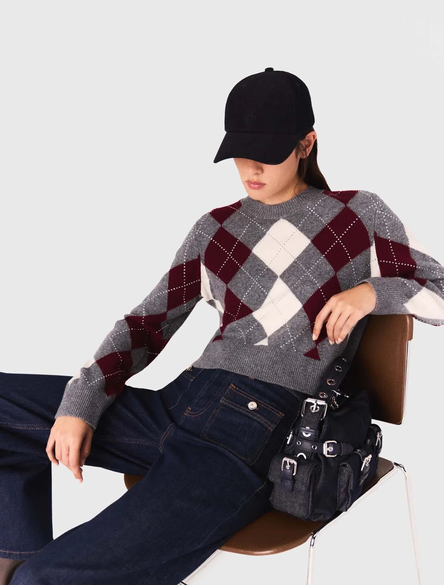 Argyle crop jumper