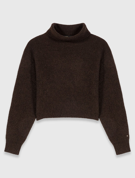 mfppu00950 high neck yak jumper dark brown
