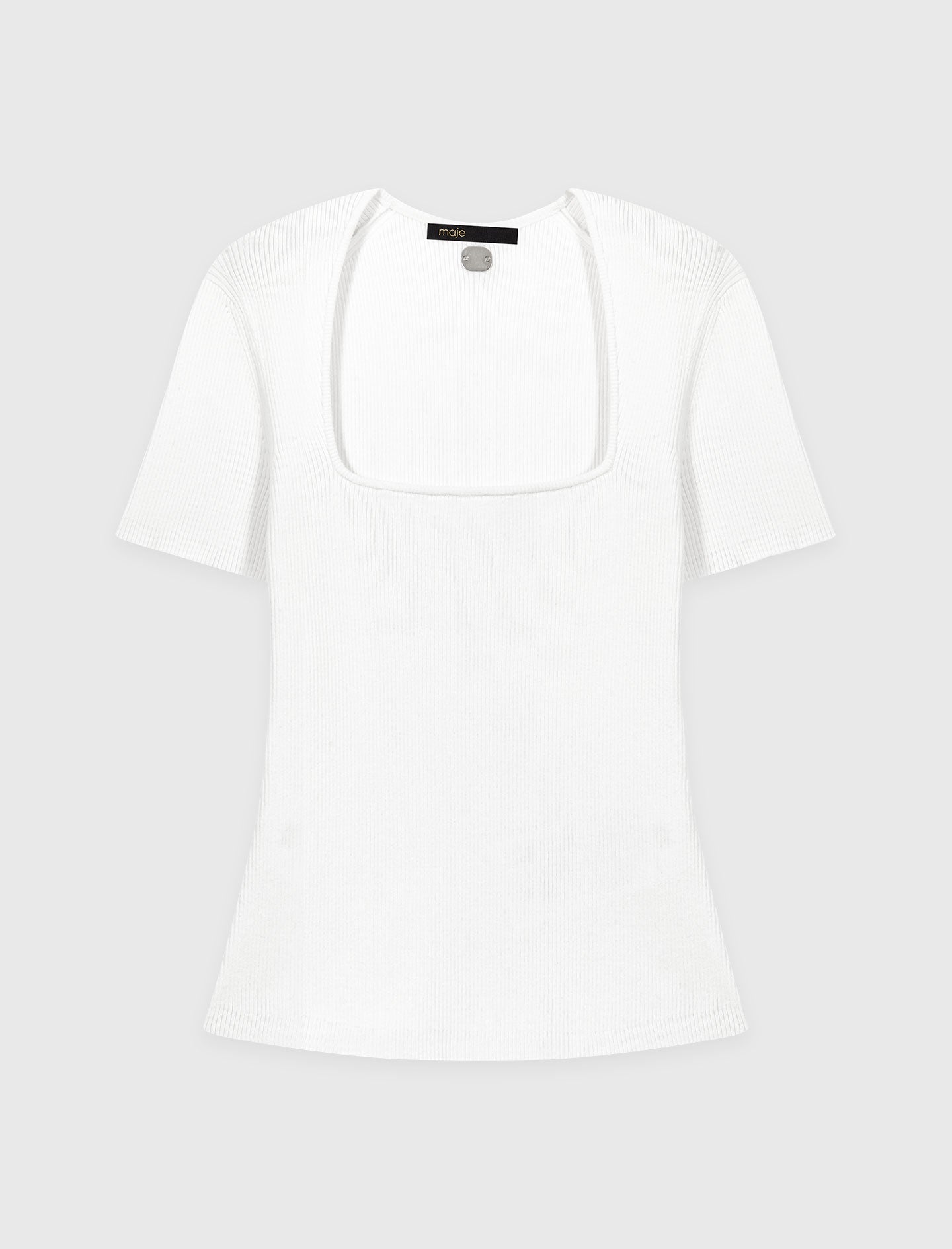 Square-Neck Ribbed Jumper White