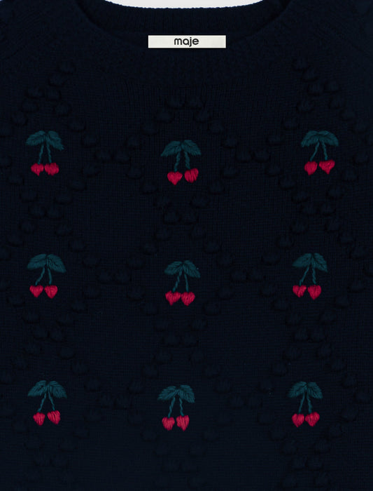 Jumper with embroidered cherries Navy