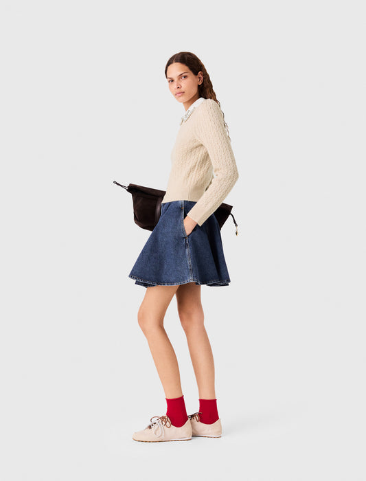 Removable poplin collar jumper Ecru
