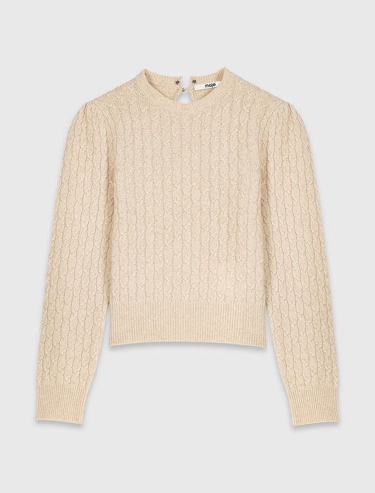 Removable poplin collar jumper Ecru