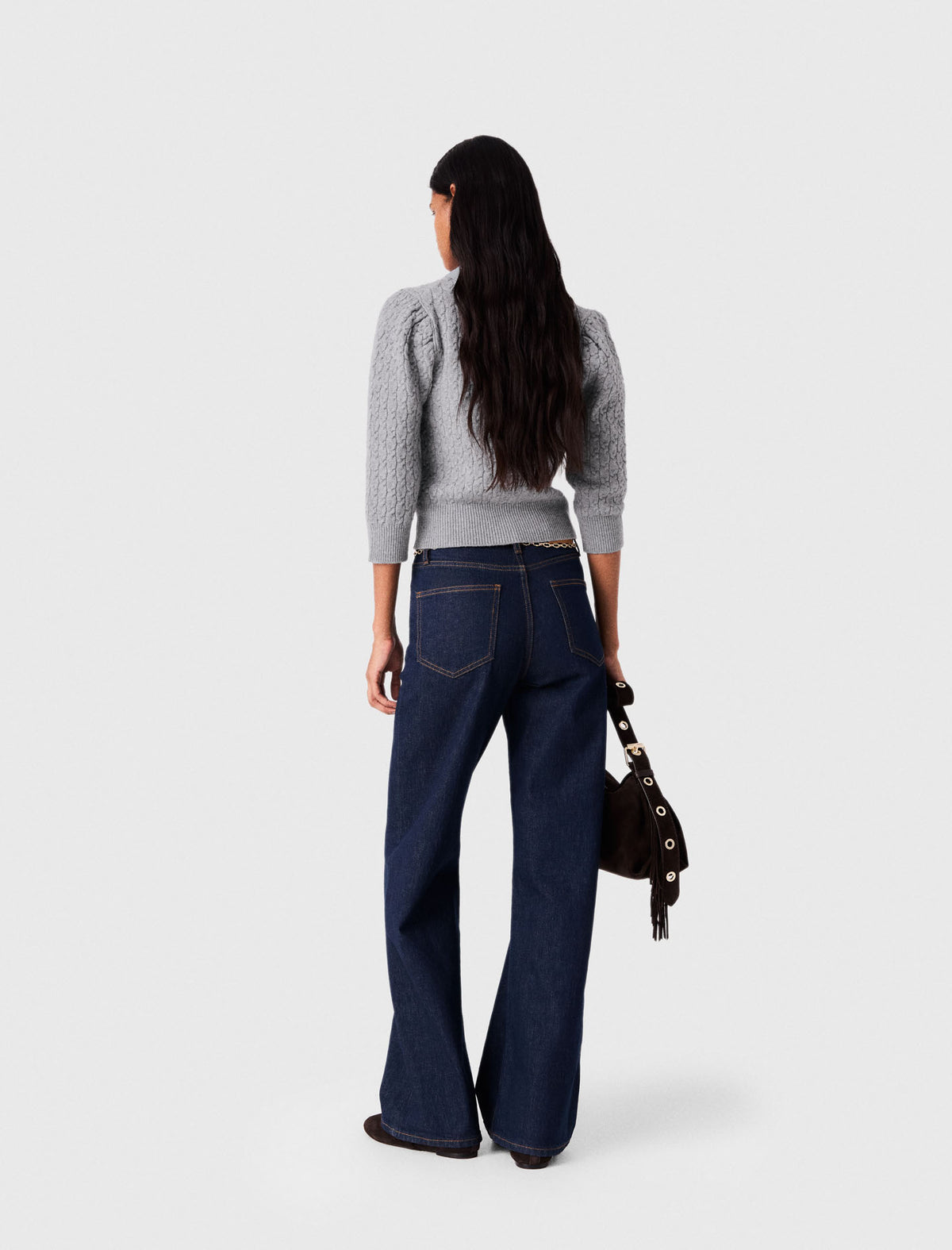 Removable poplin collar jumper Light Grey