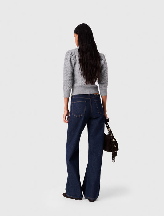 Removable poplin collar jumper Light Grey