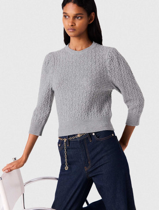 Removable poplin collar jumper Light Grey