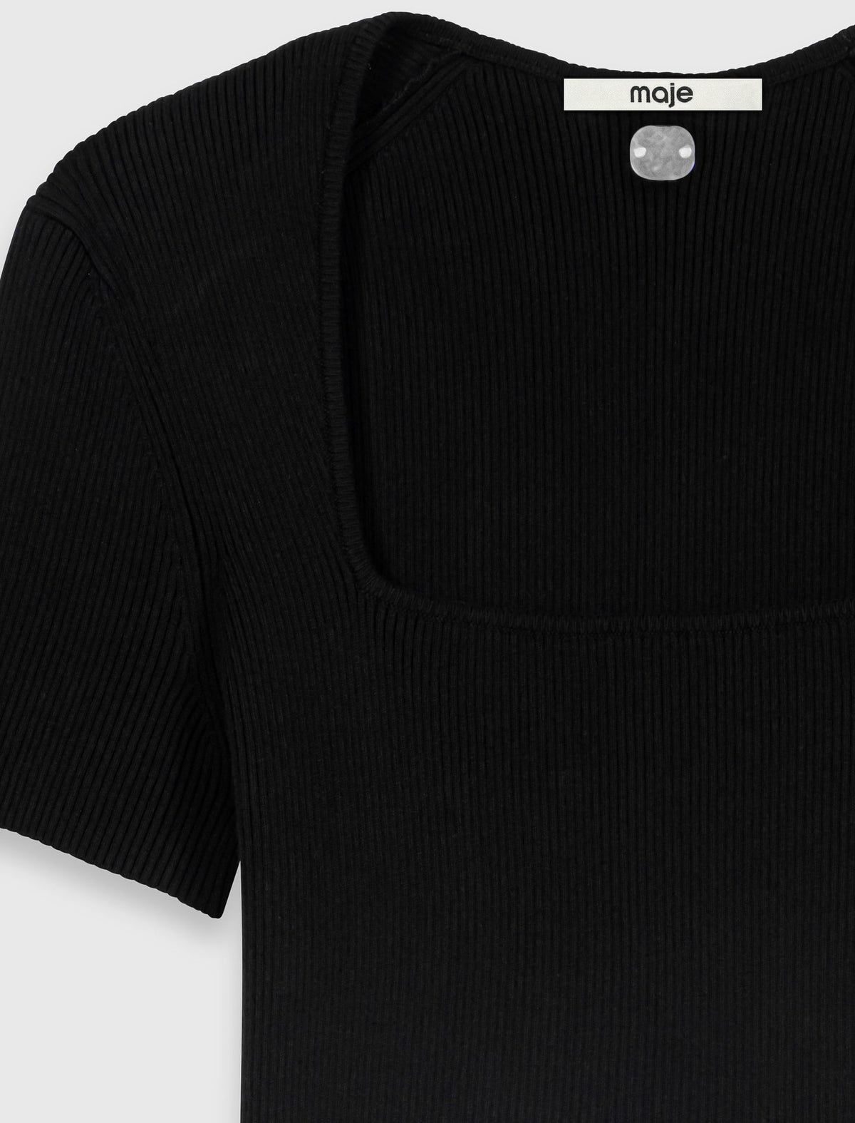 Square-neck ribbed jumper Black
