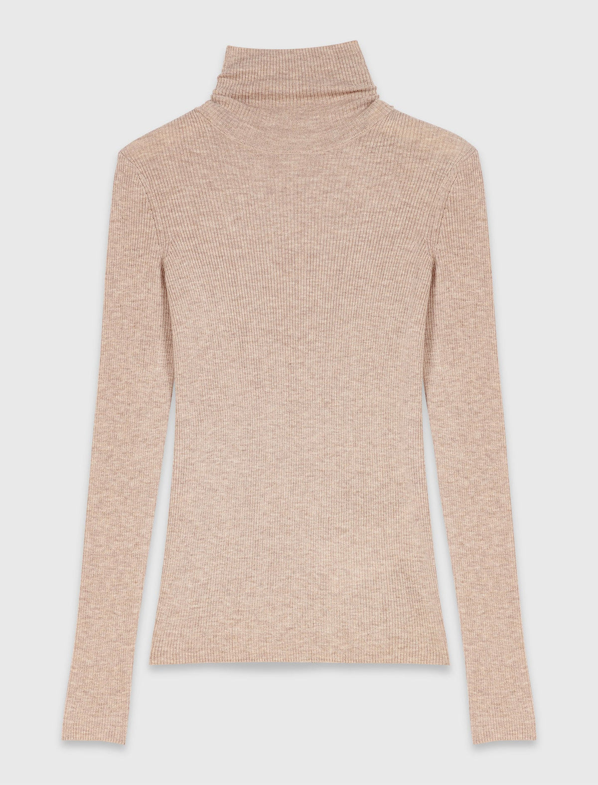 Second-skin jumper with high neck Beige