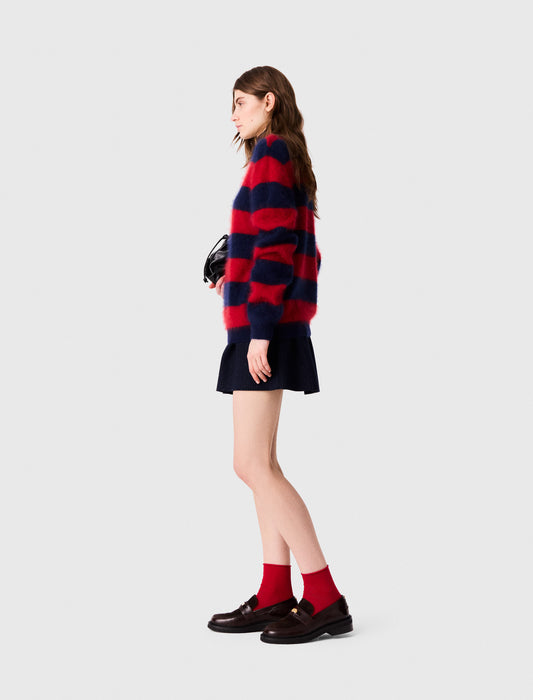 Fluffy jumper with poplin collar Navy/Red