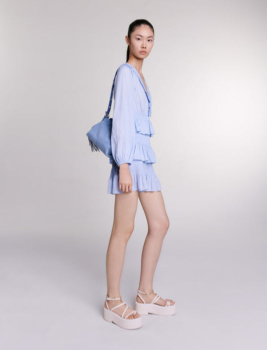 Light Blue-Blue ruffled dress