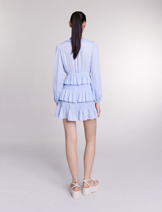 Light Blue-Blue ruffled dress