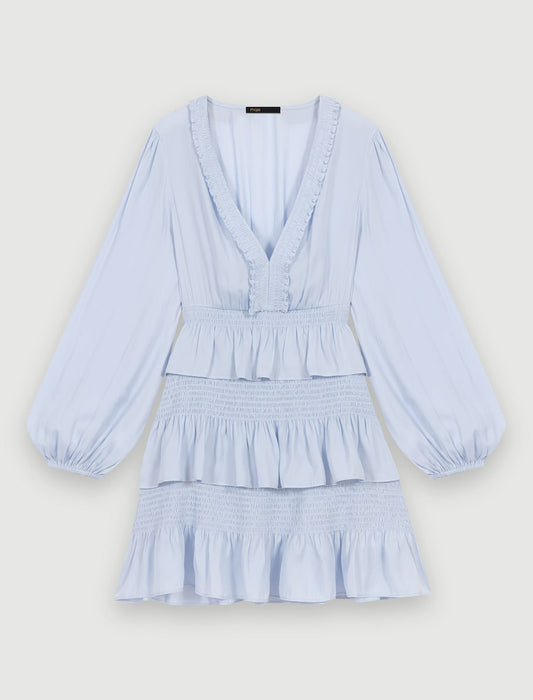 Light Blue-Blue ruffled dress
