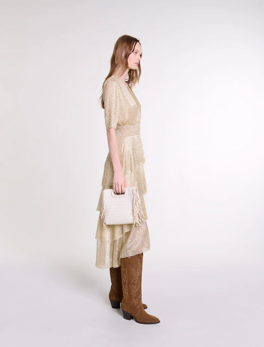 Gold-Shimmer dress with ruffles