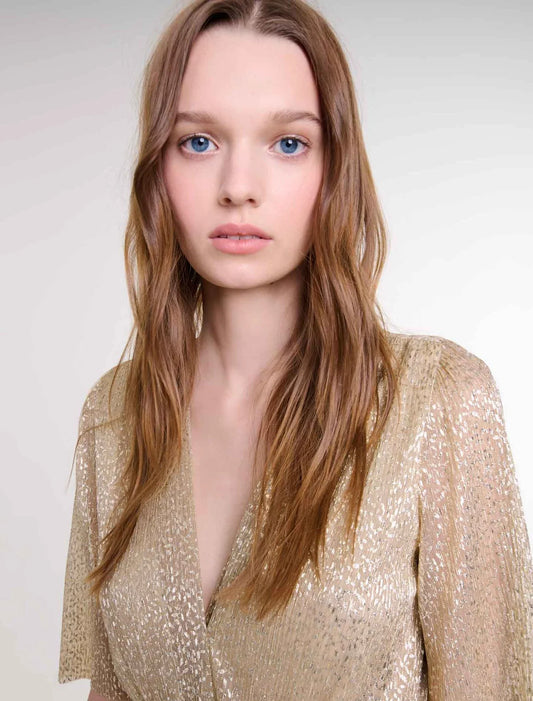 Gold-Shimmer dress with ruffles