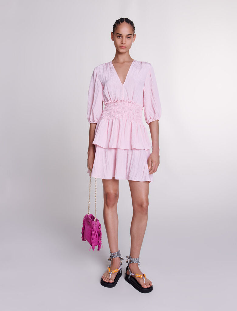 Pale Pink  -Short ruffled dress