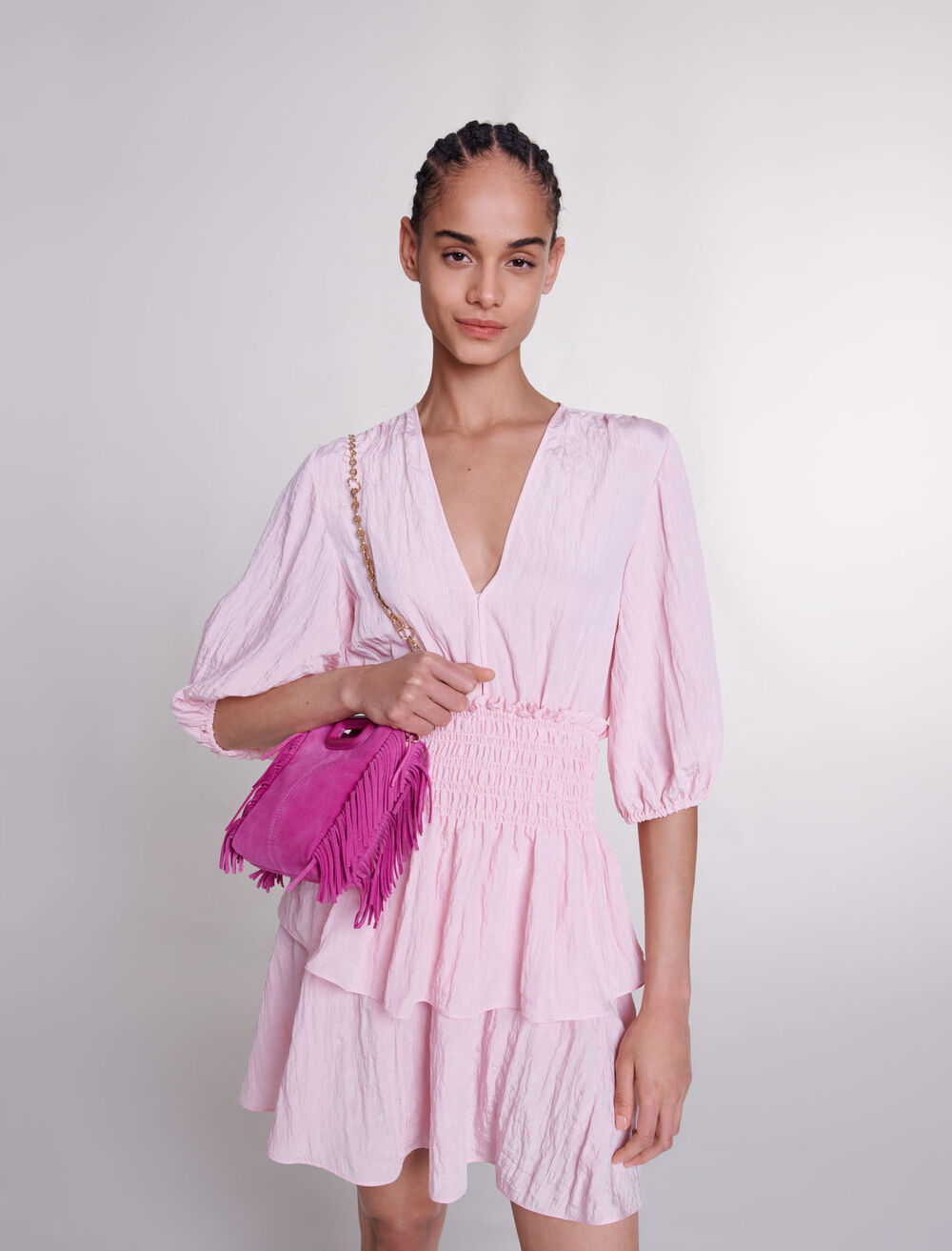 Pale Pink featured-Short ruffled dress
