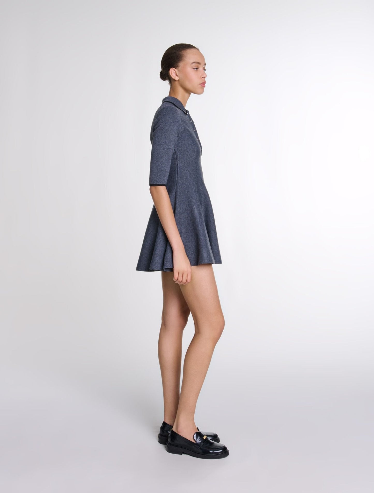 Anthracite Grey  -Short Knit Dress