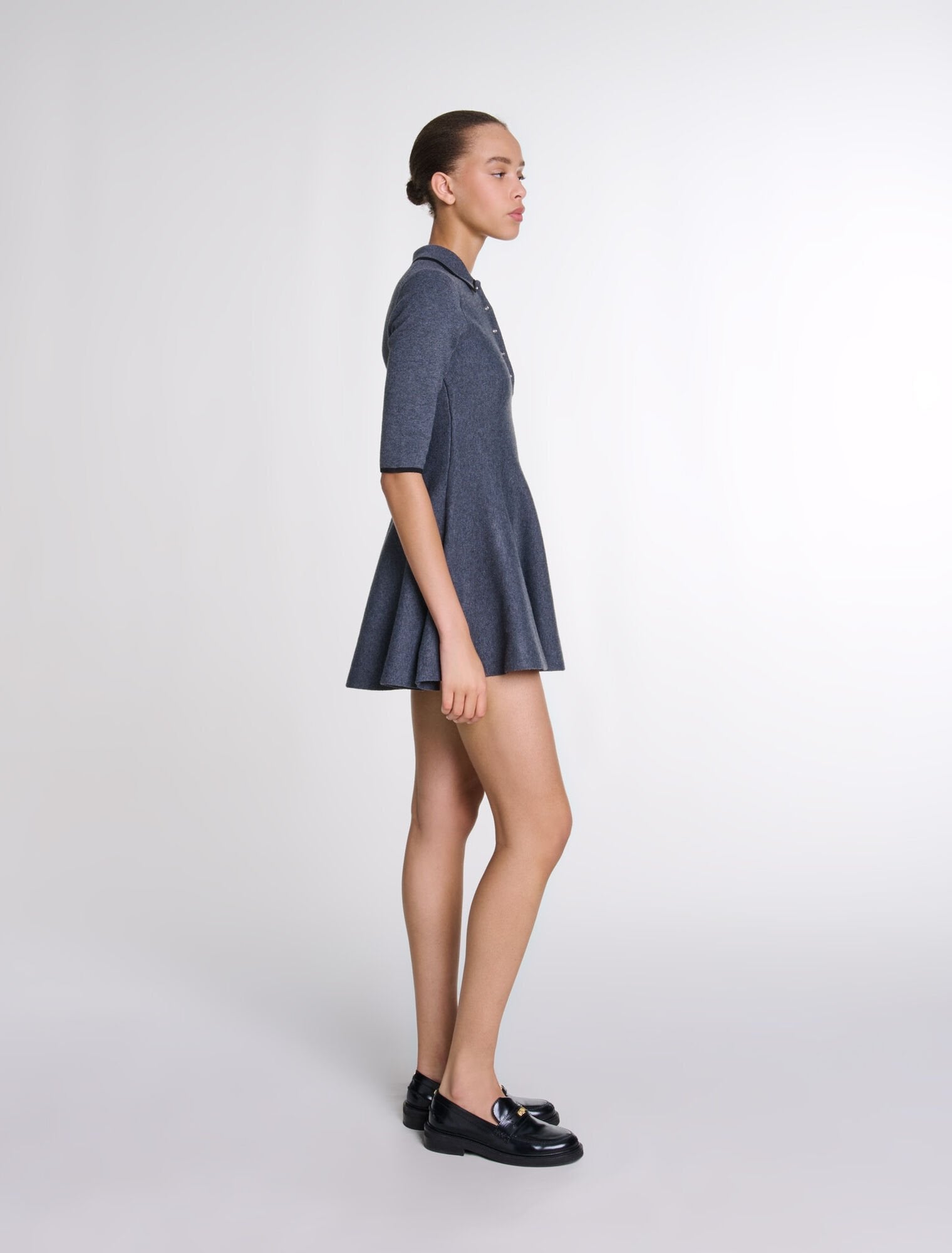 Anthracite Grey  -Short Knit Dress