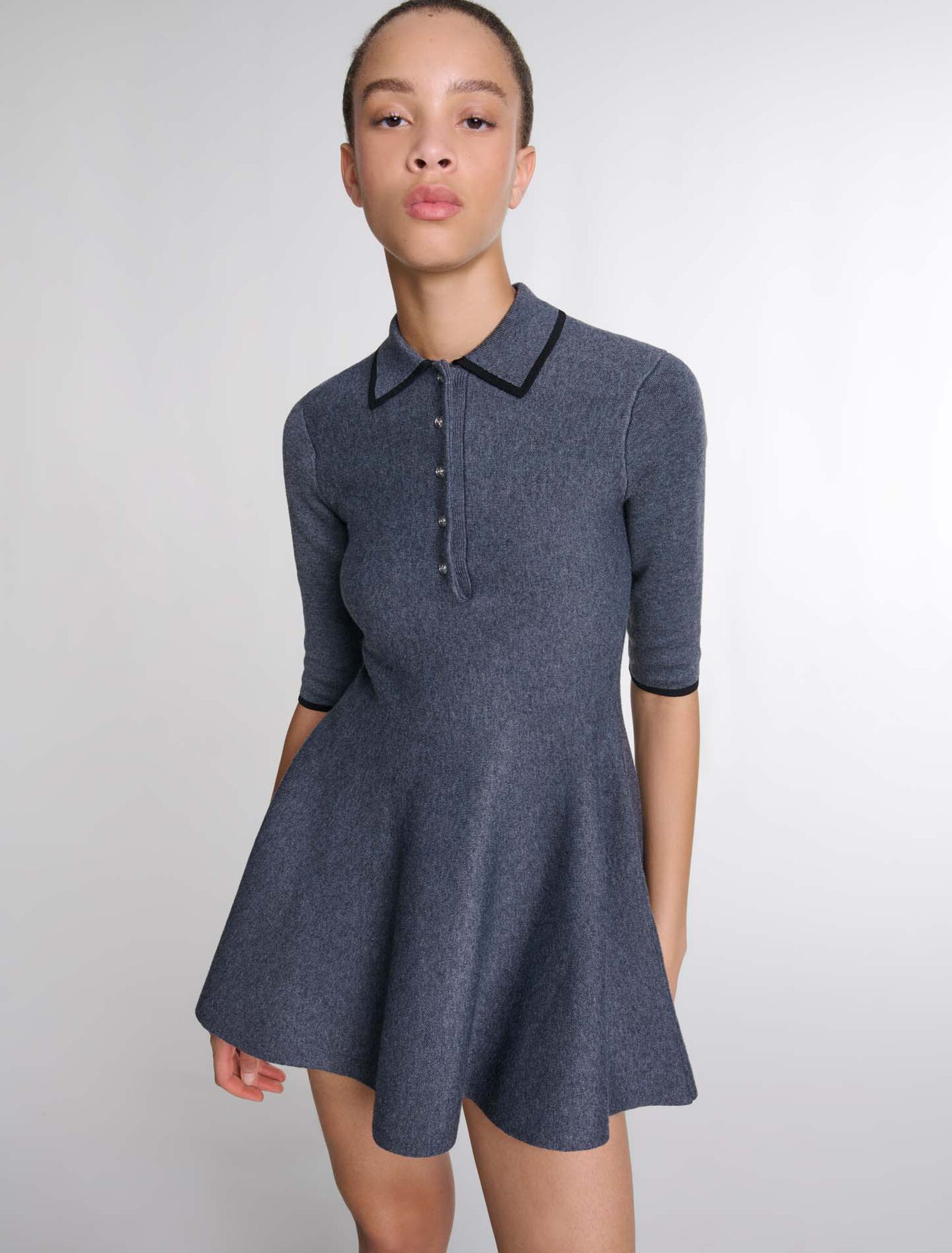 Anthracite Grey  -Short Knit Dress