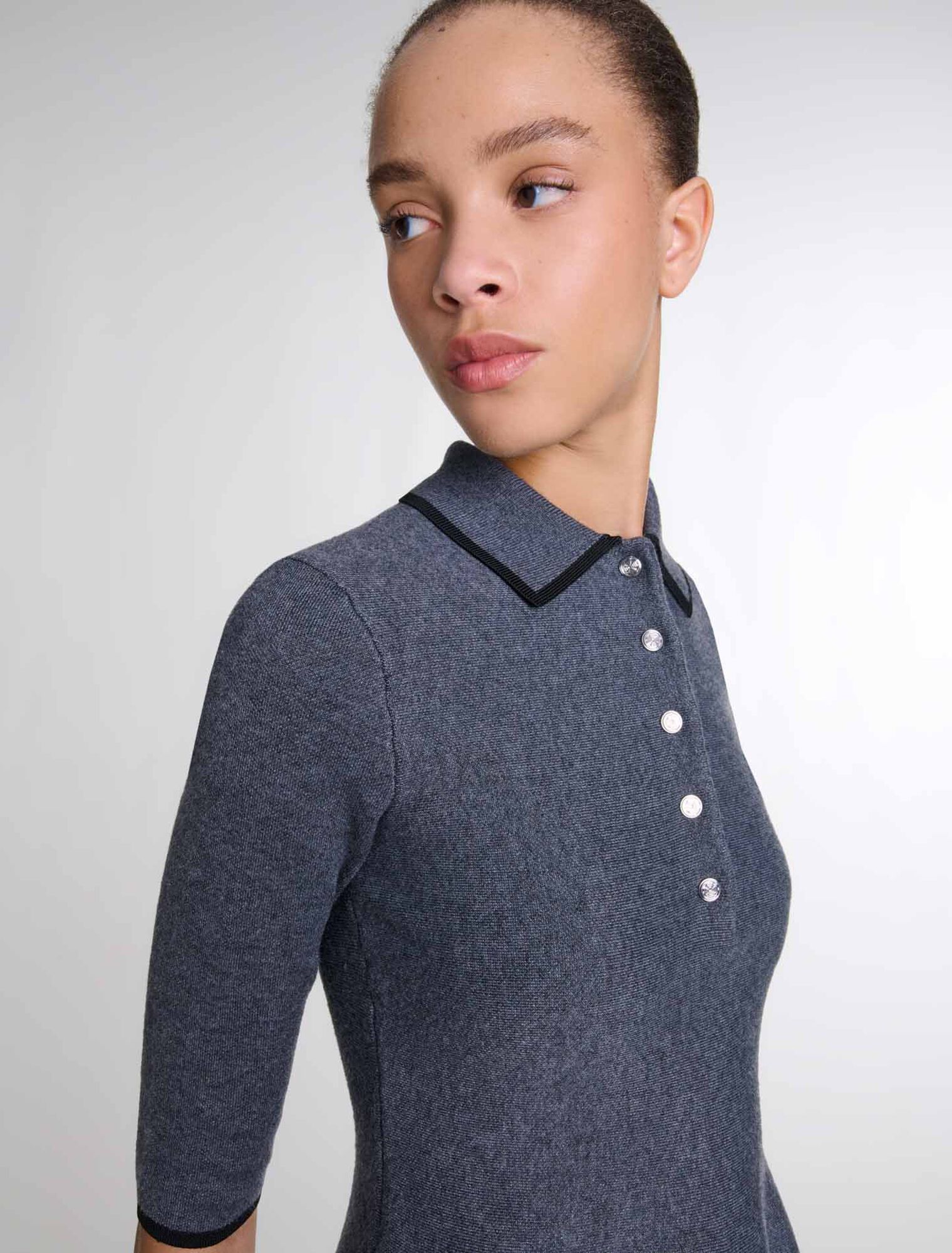Anthracite Grey  -Short Knit Dress