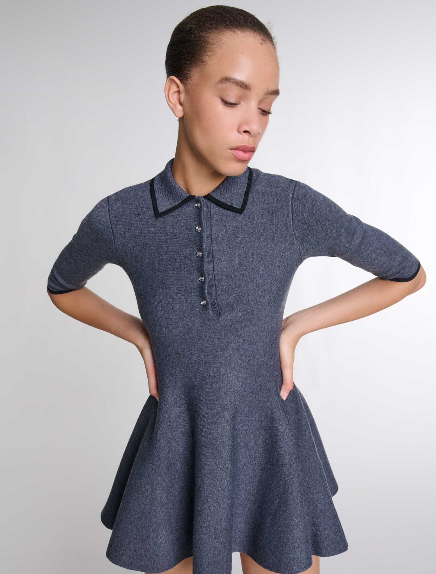 Anthracite Grey  -Short Knit Dress