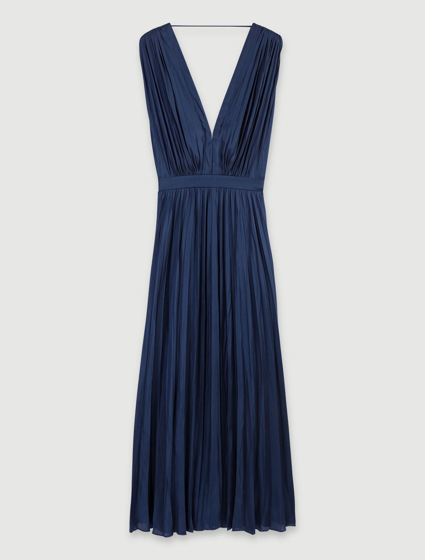 Navy-Pleated maxi dress