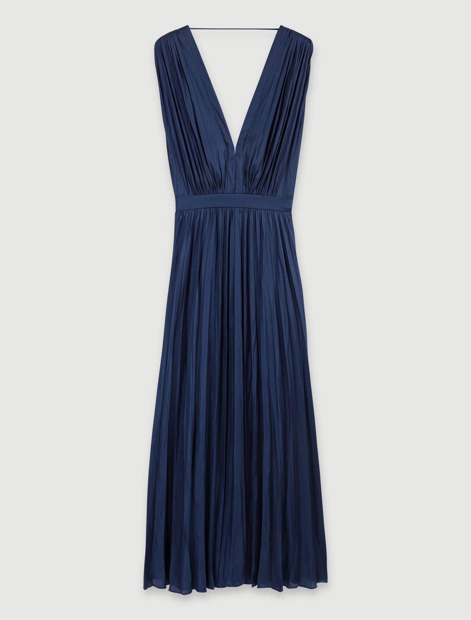 Navy-Pleated maxi dress