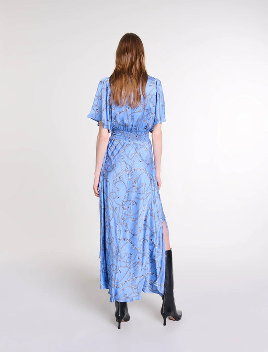 Blue Chain Print Patterned maxi dress