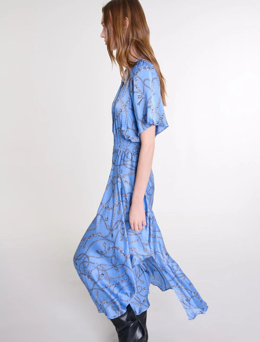 Blue Chain Print Patterned maxi dress