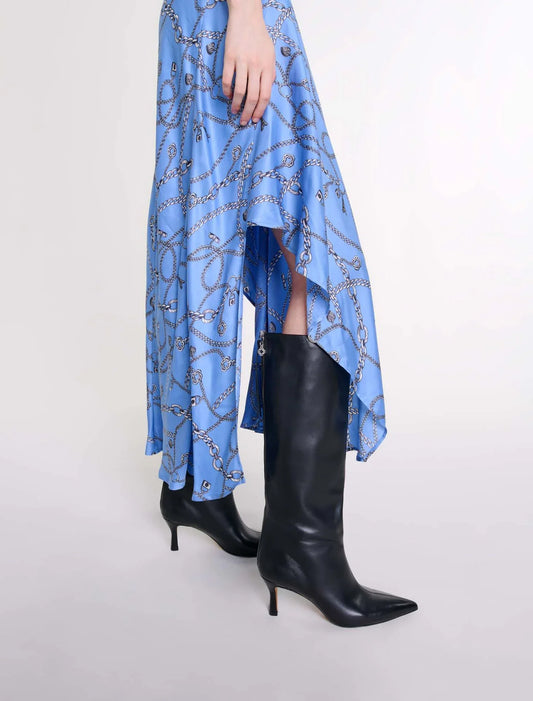 Blue Chain Print Patterned maxi dress