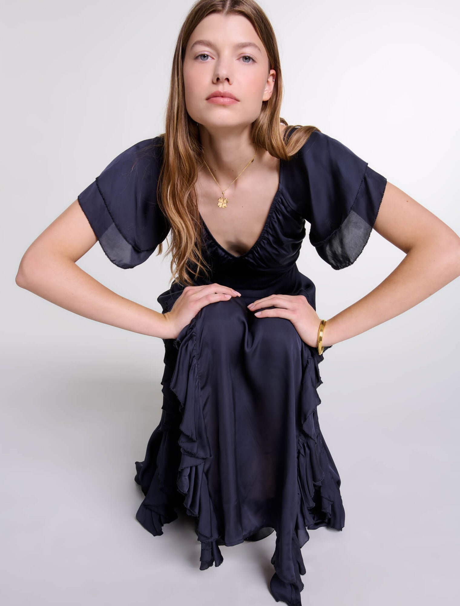 Black   Open-back maxi dress