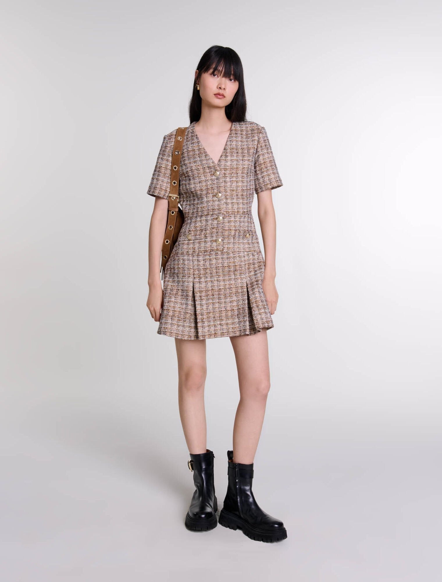 Brown featured Short Tweed Dress