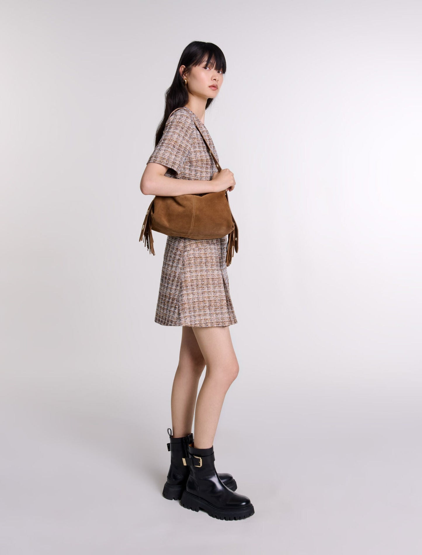 Brown   Short Tweed Dress
