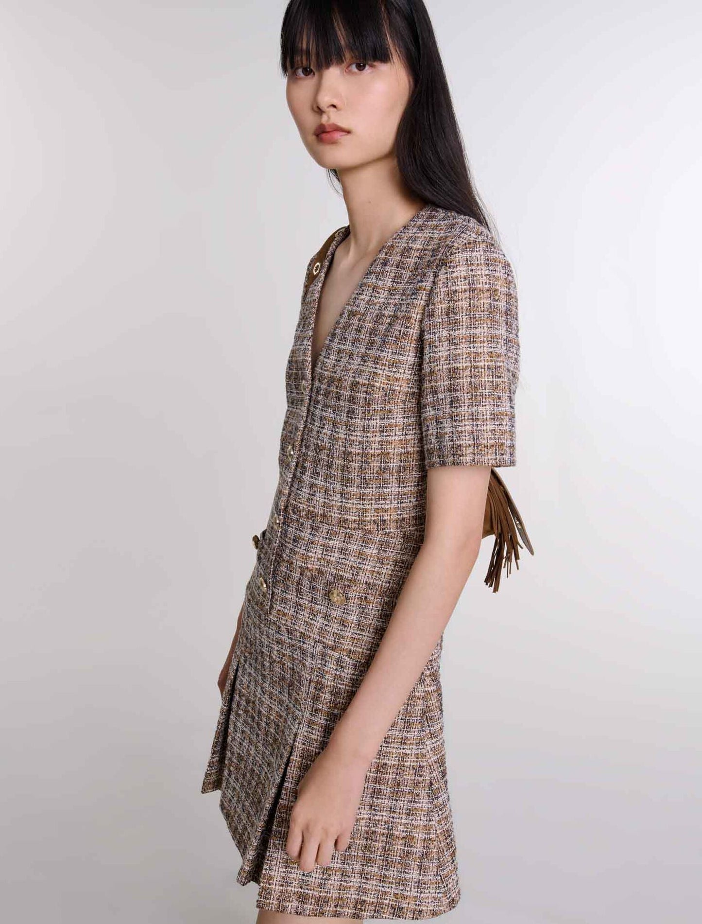 Brown   Short Tweed Dress