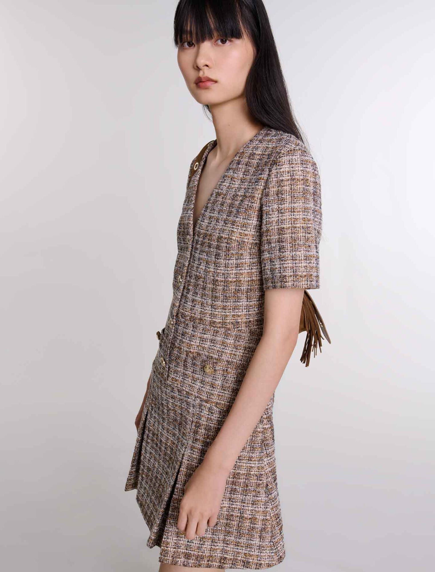 Brown   Short Tweed Dress