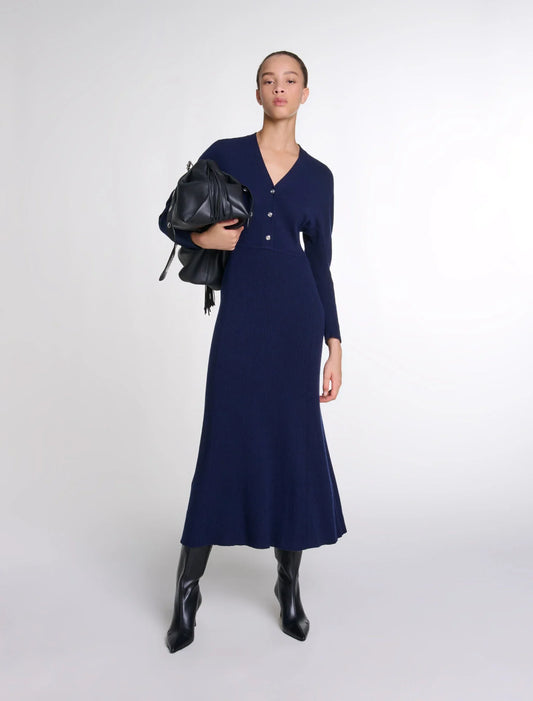 Navy featured-Knit maxi dress