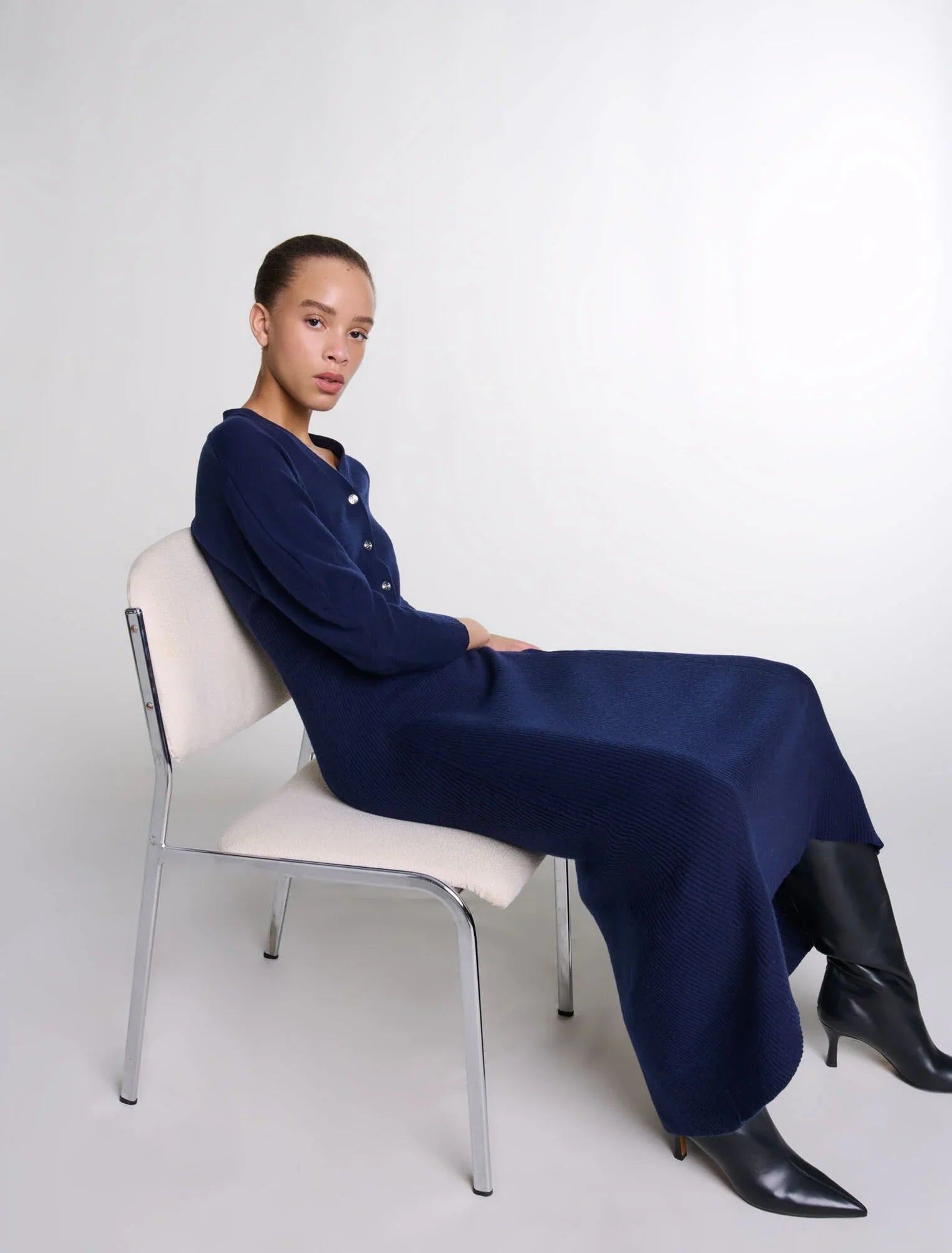 Navy  -Knit maxi dress